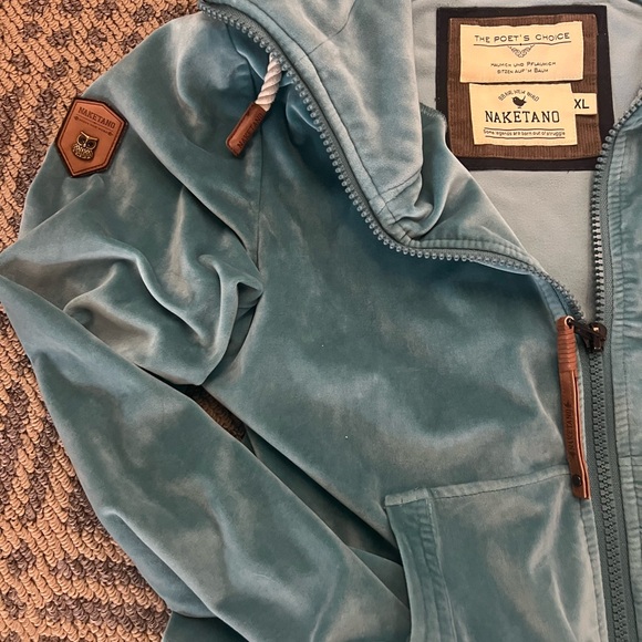 Naketano sea foam green Zip-Up Hoodie velour like new sz XL poets choice - Picture 2 of 6